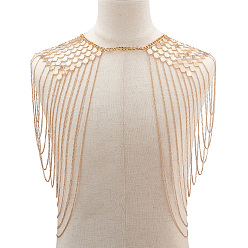 Light Gold Сплав сексуальный плечевой бюстгальтер цепь тела, украшения для тела с бахромой и кисточками, Свадебная цепочка на руку, летняя пляжная бикини, плечевые ремни для женщин, невест, золотой свет, 545 мм