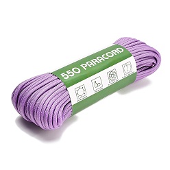 Lilac 550 Paracord Polyester Parachute Cord, 7 Strand Core Cord, Round, Lilac, 4mm, about 33.90 Yards(31m)/Bundle
