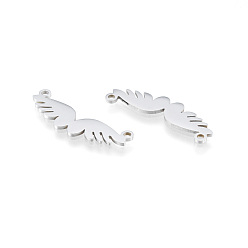 Stainless Steel Color Non-Tarnish 201 Stainless Steel Connector Charms, Wing, Stainless Steel Color, 9x28x1mm, Hole: 1.5mm
