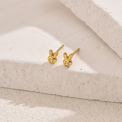 Кролик Серьги шпилька нержавеющая сталь, золотые, кролик, 6.3 мм