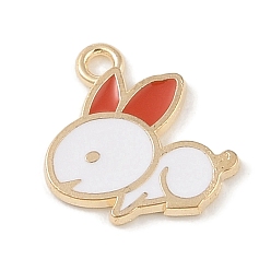 Оранжево-Красный Подвески из эмали и сплава, золотой свет, очарование кролика, оранжево-красный, 16x15.5x1.5 мм, отверстие : 1.6 мм