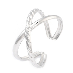 Нержавеющая Сталь Цвет Не тускнеет 304 открытые манжетные кольца из нержавеющей стали, кольца крест-накрест для женщин, цвет нержавеющей стали, 10 мм, внутренний диаметр: регулируемый