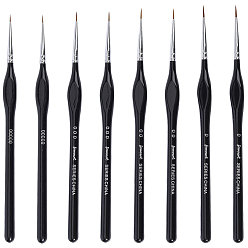 Черный 8 шт. 4 стили лайнер детали тонкие кисти для рисования, с деревянной ручкой, чёрные, 190x10.5~11.5x10.5~11 мм, 2 шт / стиль