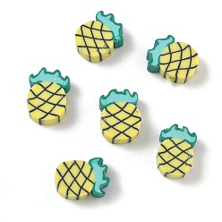 Ананас Бусины из полимерной глины ручной работы с фруктово-овощной тематикой, для поделок ювелирных изделий, ананас, 14.5x11.5x5 мм, отверстие : 1.6 мм