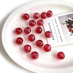 Красный Прозрачные акриловые бусины, с блеском порошок, круглые, красные, 17.7x16.7 мм, отверстие : 6.6 мм