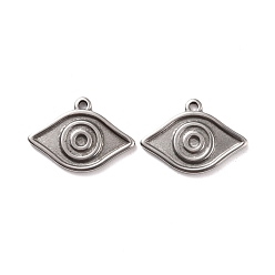 Stainless Steel Color Non-Tarnish 304 Stainless Steel Pendants Cabochons Settings, Evil Eye, Stainless Steel Color, 15.5x22x2mm, Hole: 1.6mm
