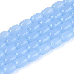 Васильковый Стеклянные бусины, имитация нефрита , баррель, васильковый, 6~6.5x4~5 мм, отверстие : 0.7~0.8 мм, около 64~65 шт / нитка, 15.75~15.94'' (40~40.5 см)