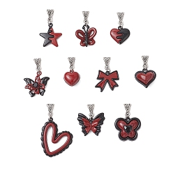 Mixed Shapes Подвески из сплава с двойным экраном красного и черного цвета, с подвесками из сплава, разнообразные, 24~40.5 мм, 10 шт / комплект