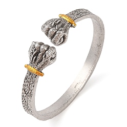 Античный Серебристый & Золотой Браслеты-манжеты из сплава в тибетском стиле, золотые круглые браслеты для женщин, старинное серебро & золотой, внутренний диаметр: 2-1/2 дюйм (6.2 см)