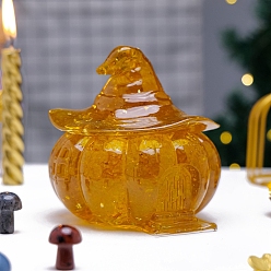 Другие Нефриты Подарочные коробки из смолы, с натуральным другим нефритом внутри тыквенной конфеты, Хэллоуин подарок украшения украшения, 97x100 мм