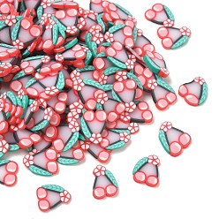 Cherry Handmade Polymer Clay Cabochons, Red, Cherry, 9x8x0.8~1mm, about 12345pcs/1000g