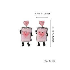 Book Акриловые серьги-гвоздики «обратно в школу», платина, книга, 64x33 мм