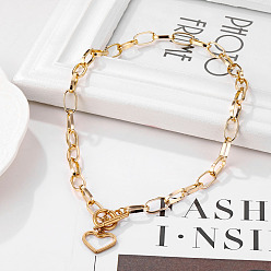 Золотой Сердечко из нержавеющей стали кулон скрепка цепочка ожерелье, золотые, 17.72 дюйм (45 см)