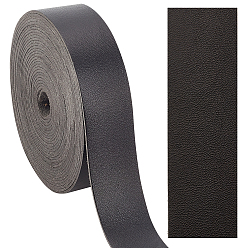 Black PU Leather Fabric, for Shoes Bag Sewing Patchwork DIY Craft Appliques, Black, 2.5x0.14cm, 5m/roll