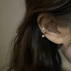 Круглые Серьги-каффы из сплава для женщин, с имитацией жемчуга, круглые, 15 мм