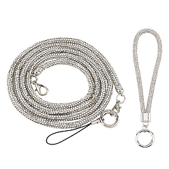 Silver 2Pcs 2 Styles Zinc Alloy Resin Universal Cell Phone Strap Crossbody Neck Strap Phone Charms, with PVC Plastic Phone Tether Tab for Phones Full Coverage Case, 1260x6mm