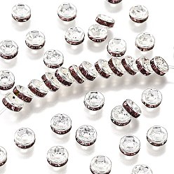 Свет Аметист Латунь марки А горный хрусталь Spacer бисер, прямой фланец, рондель, серебряные, светлый аметист, 6 мм, отверстие : 1 мм