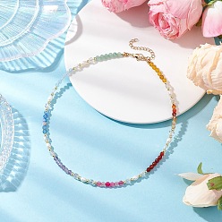 Золотой Ожерелья для женщин с чакрами из граненых круглых бусин с гальваническим стеклом, культивированным пресноводным жемчугом и натуральными смешанными камнями, золотые, 15.55 дюйм (39.5 см)