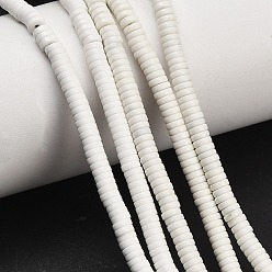 White Natural Agate Beads Strands, Dyed, Heishi Beads, Flat Round/Disc, White, 4.5x1.5mm, Hole: 0.7mm, about 270pcs/strand, 15.75''(40cm)