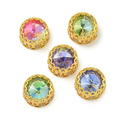 (52) Непрозрачная лаванда Шить на горный хрусталь, многожильные звенья из стекла, хрусталя и стразов, с настройками латуни, аксессуары для одежды, плоско-круглые, разноцветные, 11x7 мм, отверстие : 1.2 мм
