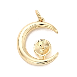 Настоящее золото 18K Медные залоги, луна, долговечный, стойки покрытие, без свинца и без кадмия, с целью перехода в кольце, реальный 18 k позолоченный, 19x16.5x3 мм