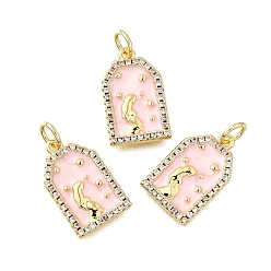 Настоящее золото 18K Латунные микро проложить кубического циркония подвески, с эмалью, женские прелести, без свинца и без кадмия, стойки покрытие, долговечный, с целью перехода в кольце, реальный 18 k позолоченный, 16x10x2 мм, отверстие : 3 мм