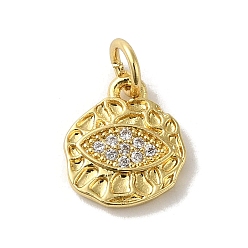 Прозрачный Латунные микро проложить кубического циркония прелести, без кадмия, без никеля и без свинца, реальный 18 k позолоченный, Очарование глаз, прозрачные, 11.5x10x1.5 мм, отверстие : 3 мм