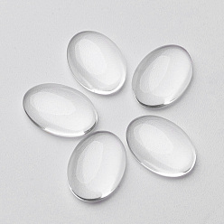 Clear Transparent Glass Cabochons, Oval, Clear, 25x18mm, 5.4mm(Range: 4.9~5.9mm) thick