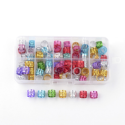 Mixed Color Aluminum Dreadlocks Beads Hair Decoration, Hair Coil Cuffs, Mixed Color, 10~10.5x8mm, Hole: 9mm, about 90pcs/box