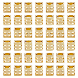 Настоящее золото 14K 100 шт. стойки, покрытие латунных бусин, кубические, гофрированный, реальный 14 k позолоченный, 3x3x3 мм, отверстие : 2 мм