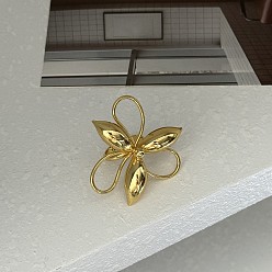 Золотой Латунные кольца на палец для женщин, цветок, эффектные кольца, золотые, внутренний диаметр: 15~20 мм