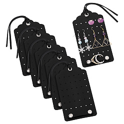 Черный 6 сумки из искусственной кожи, подставки для сережек, прямоугольные, чёрные, 13.6x7.5x0.1 см