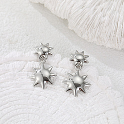 Нержавеющая Сталь Цвет Солнце 304 Подвесные серьги-гвоздики из нержавеющей стали для женщин, цвет нержавеющей стали, 31x16 мм