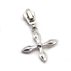 Platinum Zinc Alloy Zipper Head with Cross Charms, Zipper Pull Replacement, Zipper Sliders for Purses Luggage Bags Suitcases, Platinum, 3.85x3.35cm