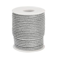 Серебро Нейлоновые нити, Миланские шнуры / витые шнуры, серебряные, 3 мм, около 21.87 ярдов (20 м) / рулон