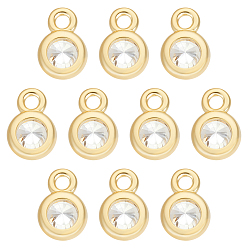 Золотой 10 шт. 925 плоские круглые подвески из стерлингового серебра с прозрачными кубическими цирконами, с замшевой тканью из поликарбоната квадратной серебряной полировальной салфеткой, золотые, 1 мм, отверстие : 5.5x3.5x1.5 мм