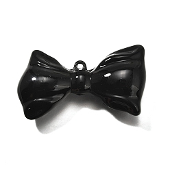 Черный Акриловые подвески, бантом, чёрные, 32x57x15 мм, отверстие : 2.5 мм