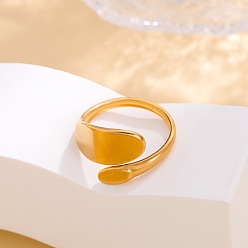 Golden 304 Stainless Steel Open Cuff Rings, Teardrop, Golden, Inner Diameter: 17.4mm