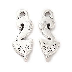 Antique Silver Tibetan Style Alloy Pendants, Fox Charm, Antique Silver, 20x8x2mm, Hole: 1.5mm, about 625pcs/500g
