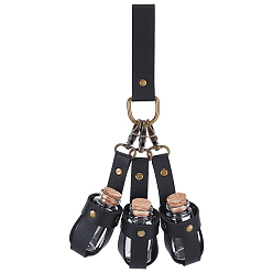 Черный Сумка из искусственной кожи с 3пробковыми стеклянными бутылками, боковая сумка-подвеска для ролевых игр на Хэллоуин, чёрные, 270 мм