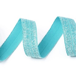 Dunkeltürkis Gold und Silber funkeln elastisches seitliches Nylonband, Gewebekleidungsnähzubehör, dunkeltürkis, 5/8 Zoll (15 mm), etwa 50yards / Rolle (45.72 m / Rolle)