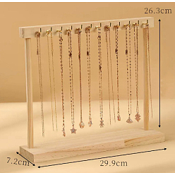 BurlyWood Wooden Necklace Display Stands, Jewelry Organizer Display Rack for Necklace, BurlyWood, 7.2x29.9x26.3cm
