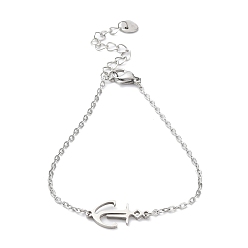 Anchor & Helm Tarnish Resistant 201 Stainless Steel Link Bracelets with Cable Chains, Anchor & Helm, 7-1/4 inch(18.5cm)