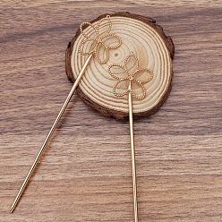 Light Gold Палочки для волос из сплава и железа, аксессуары для волос для женщин и девочек, цветок, золотой свет, 120x30 мм