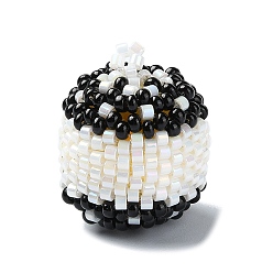 Черный Бисер бисерные подвески, круглые, чёрные, 22x18 мм, отверстие : 1.5 мм