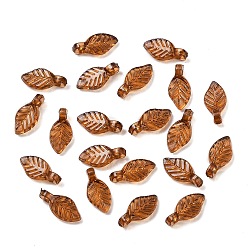 Сиена Прозрачные акриловые брелоки, лист, цвет охры, 10x5x3.5 мм, отверстие : 1 мм