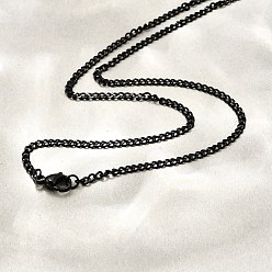 Черный 304 из нержавеющей стали Снаряженная цепи ожерелья, украшения панцерных цепей, ионное покрытие (ip), чёрные, 21.65 дюйм (55 см)