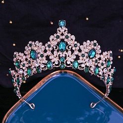 Изумруд Ободки для волос с короной из сплава и стразами, элегантный головной убор на день рождения или в подарок взрослому человеку, изумруд, 155 мм