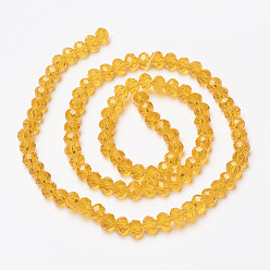 Orange Glass Beads Strands, Faceted, Rondelle, Orange, 8x6mm, Hole: 1mm, about 65~68pcs/strand, 15.7~16.1 inch(40~41cm)