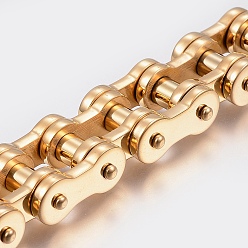 Golden Men's 201 Stainless Steel Bracelets, Motorcycle Chain Bracelets, Golden, 9 inch(230mm), 15x7.5mm
